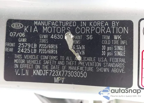 2007 Kia Sportage Lx V6 from USA, damaged, VIN KNDJF723X77303050